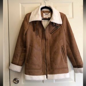 Rachel Roy Suede and Sherpa aviator jacket